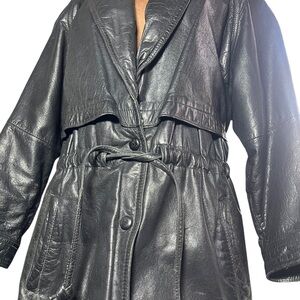 Vintage 80s Wilson Black Leather Belted Jacket